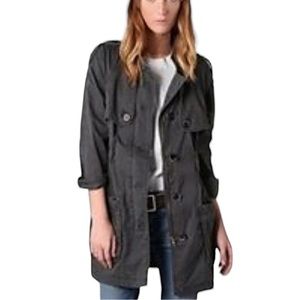 Free People 1970 Trench Coat Military Style Washed Black Jacket Sz XS
